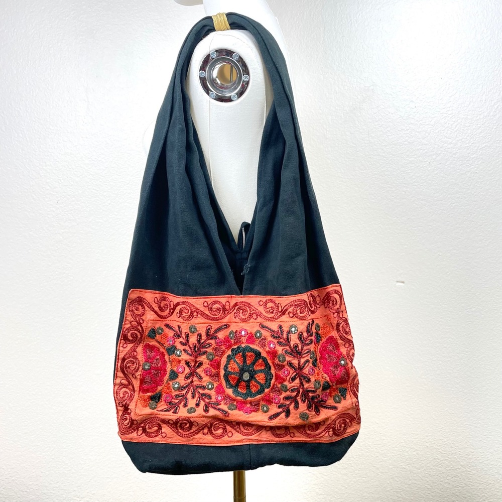 Vtg Y2K 90s Sling Bag Hippie Boho Embroidered Fairy Grunge Patchwork Festival - Picture 8 of 9